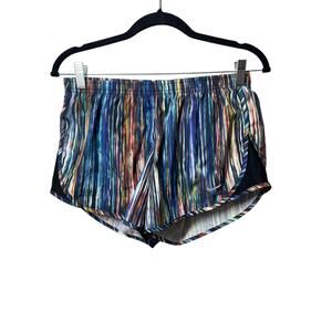 Nike Dri-fit Running Shorts Lined Size Small Zippered Pocket Abstract Striped